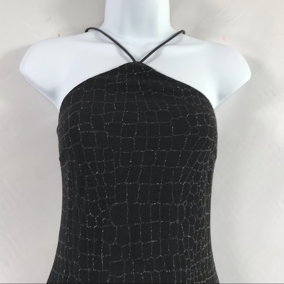 Sold—90s Vintage Cache Black Cocktail Halter Dress - Picture 7 of 14